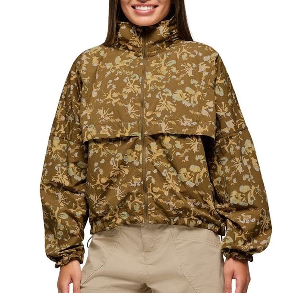 Prana Encinitas Windbreaker Women's Small Retro Olive Digibloom Water Repellant